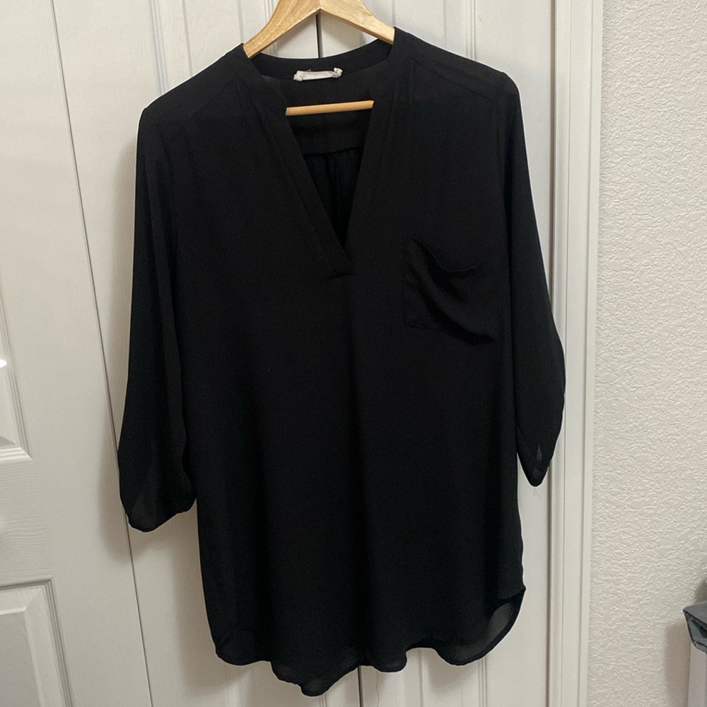 All in favor sheer black blouse